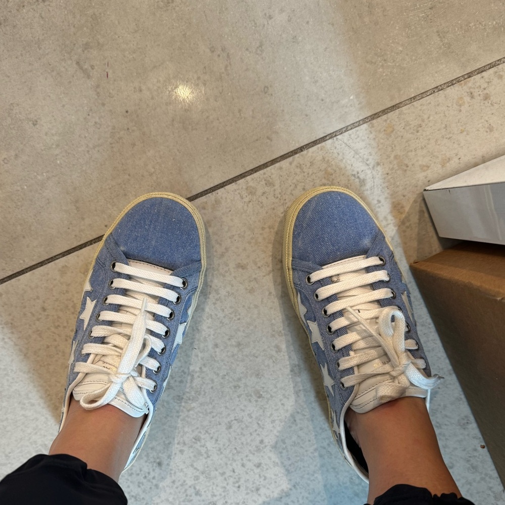 Saint Laurent denim sneakers with white stars - Picture 7 of 7